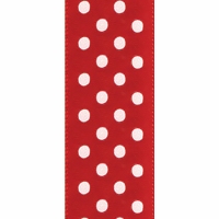 Offray Red White Satin Dots Ribbon