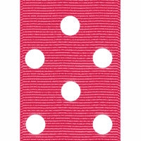 Shocking Pink Polka Dot Grosgrain Ribbon