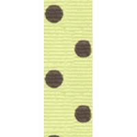 Offray 7/8 Inch Lime Juice/Brown Dippy Dot Ribbon