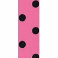 Offray 7/8 Inch Hot Pink/Black Dippy Dot Ribbon