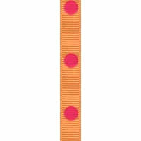 3/8 Inch Orange Cream/French Pink Dippy Dot Ribbon