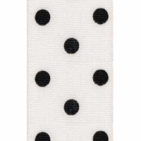 1 1/2 Inch White/Black Dippy Dot Ribbon