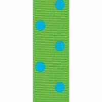 Offray 7/8 Inch Green/Turquoise Dippy Dot Ribbon