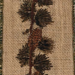 Douglas Pine Cone Embroidered Burlap Ribbon