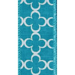 Turquoise Trelly, Wire Edge Ribbon