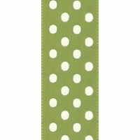 Offray Kiwi White Satin Dots Ribbon