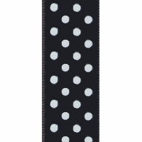 Offray Black White Satin Dots Ribbon