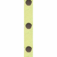 3/8 Inch Lime Juice/Brown Dippy Dot Ribbon