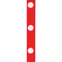 3/8 Inch Hot Red/White Dippy Dot Ribbon