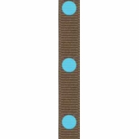 3/8 Inch Brown/Blue Dippy Dot Ribbon