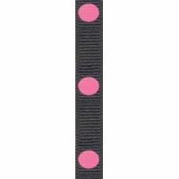 3/8 Inch Black/Hot Pink Dippy Dot Ribbon