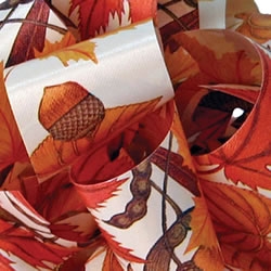 Fall Autumn Breezes Flora Satin Ribbon