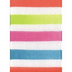 Passion Fruit Cabana Stripe Monofilament Edge Ribbon
