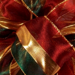 Burgundy Delana Sheer Metallic Striped Christmas Ribbon