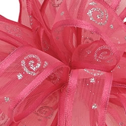 Hot Pink Majestic Wire Edge Sheer/Satin Ribbon