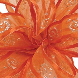 Orange Majestic Wire Edge Sheer/Satin Ribbon