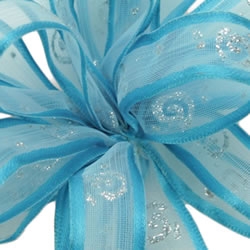 Turquoise Majestic Wire Edge Sheer/Satin Ribbon