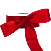 Red SEA MAID Floral Acetate Satin Ribbon