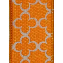 Orange Trelly, Wire Edge Ribbon