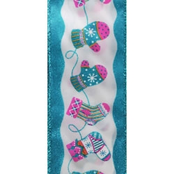 Turquoise Winter Fun, Wire Edge Ribbon