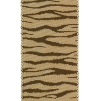 Tan Zebra Flock Wire Edge Flocked Taffeta