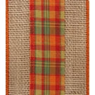 Natural Harvest Ra Burlap and Plaid Ribbon